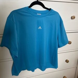 Adidas Blue Cropped Short Sleeve Top